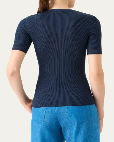 Akris Cotton Silk Short-Sleeve Sweater | Thumbnail 7