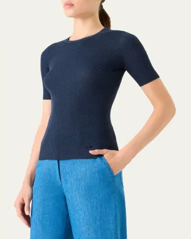 Akris Cotton Silk Short-Sleeve Sweater | Thumbnail 8