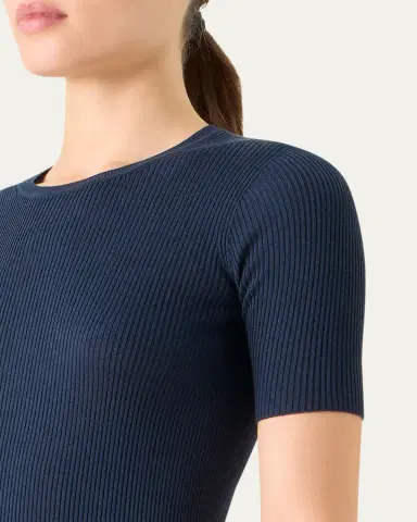 Akris Cotton Silk Short-Sleeve Sweater | Thumbnail 9