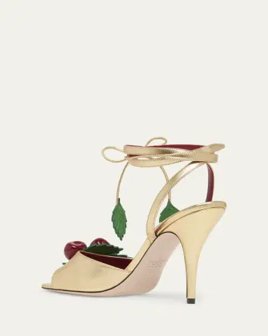 Valentino Garavani 100mm VLogo Cherry Leather Ankle-Tie Sandals | Thumbnail 2 Valentino Garavani 100mm VLogo Cherry Leather Ankle-Tie Sandals | Thumbnail 2