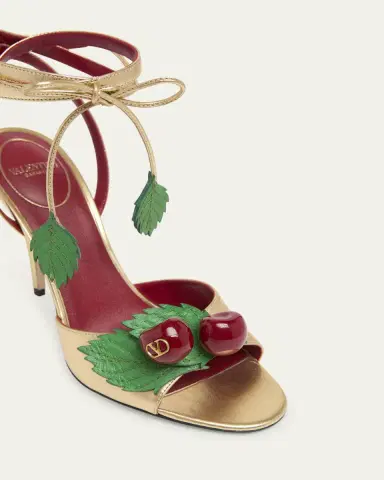 Valentino Garavani 100mm VLogo Cherry Leather Ankle-Tie Sandals | Thumbnail 3 Valentino Garavani 100mm VLogo Cherry Leather Ankle-Tie Sandals | Thumbnail 3