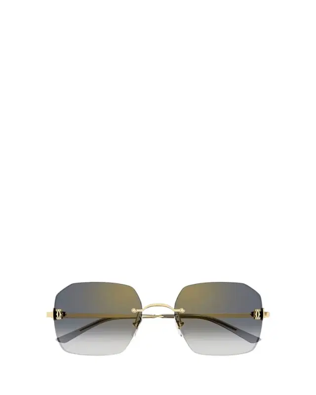 Cartier Classic Décor C Square Rimless Metal Sunglasses