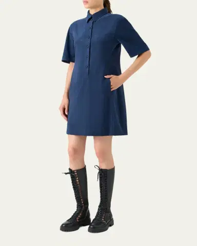 Akris Techno Ultrasuede Mini Polo Shirtdress | Thumbnail 4