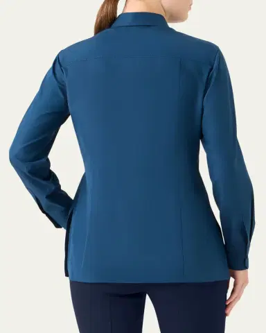 Akris Pleated Front Cotton Poplin Button-Down Shirt | Thumbnail 3 Akris Pleated Front Cotton Poplin Button-Down Shirt | Thumbnail 3