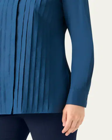 Akris Pleated Front Cotton Poplin Button-Down Shirt | Thumbnail 5 Akris Pleated Front Cotton Poplin Button-Down Shirt | Thumbnail 5