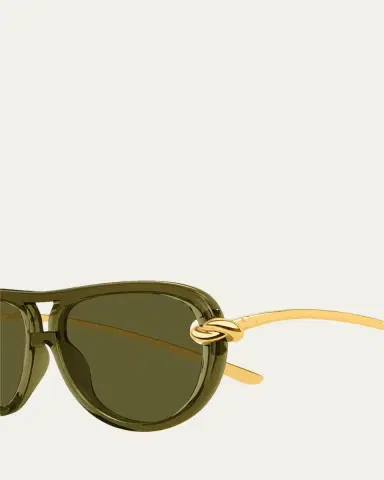 Bottega Veneta Knot 55mm Acetate & Metal Aviator Sunglasses | Thumbnail 3