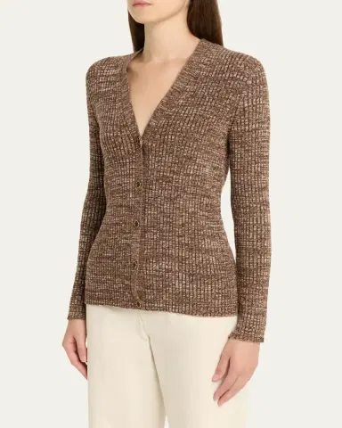 Loro Piana Banff V-Neck Cashmere Rib Cardigan | Thumbnail 4