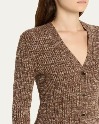 Loro Piana Banff V-Neck Cashmere Rib Cardigan | Thumbnail 5