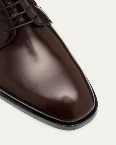 Prada Men's Brushed Leather Derby Shoes | Thumbnail 3