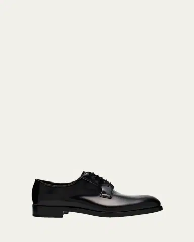 Prada Men's Brushed Leather Derby Shoes | Thumbnail 4