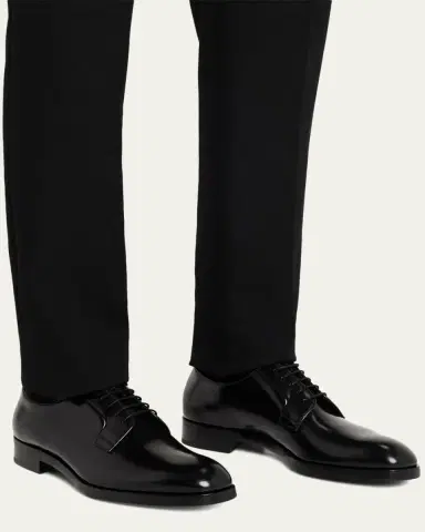 Prada Men's Brushed Leather Derby Shoes | Thumbnail 5