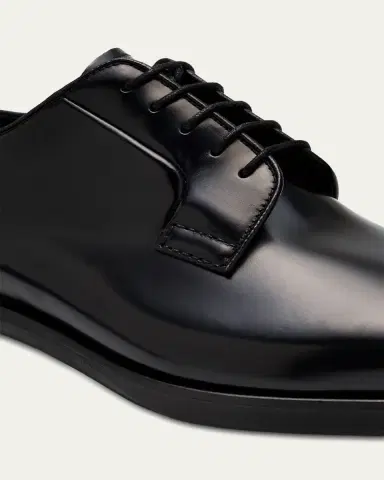 Prada Men's Brushed Leather Derby Shoes | Thumbnail 8