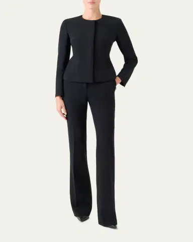 Akris Harrison Wool Single-Breasted Collarless Jacket | Thumbnail 2 Akris Harrison Wool Single-Breasted Collarless Jacket | Thumbnail 2