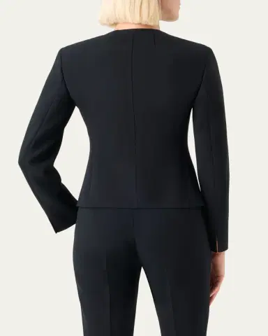 Akris Harrison Wool Single-Breasted Collarless Jacket | Thumbnail 3 Akris Harrison Wool Single-Breasted Collarless Jacket | Thumbnail 3