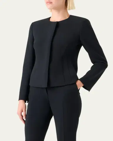 Akris Harrison Wool Single-Breasted Collarless Jacket | Thumbnail 4 Akris Harrison Wool Single-Breasted Collarless Jacket | Thumbnail 4