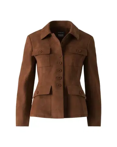 Akris Delia Suede Single-Breasted Utility Jacket | Thumbnail 1 Akris Delia Suede Single-Breasted Utility Jacket | Thumbnail 1