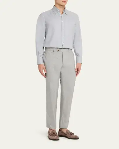 Brunello Cucinelli Men's Suede Braided Leather-Lace Tassel Loafers | Thumbnail 3 Brunello Cucinelli Men's Suede Braided Leather-Lace Tassel Loafers | Thumbnail 3