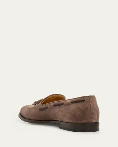 Brunello Cucinelli Men's Suede Braided Leather-Lace Tassel Loafers | Thumbnail 4 Brunello Cucinelli Men's Suede Braided Leather-Lace Tassel Loafers | Thumbnail 4