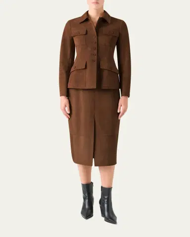 Akris Suede Midi Pencil Skirt | Thumbnail 2
