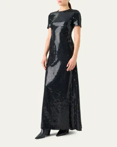 Akris Short-Sleeve Corded Sequin Gown | Thumbnail 4
