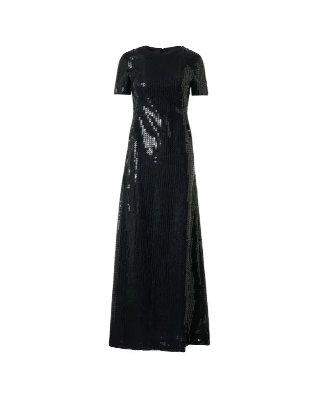 Akris Short-Sleeve Corded Sequin Gown