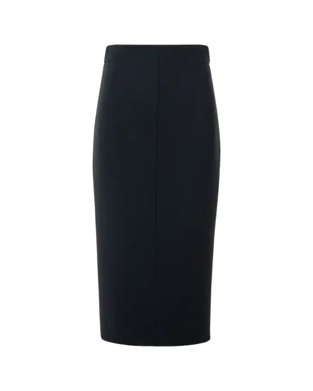 Wool Crepe Midi Pencil Skirt