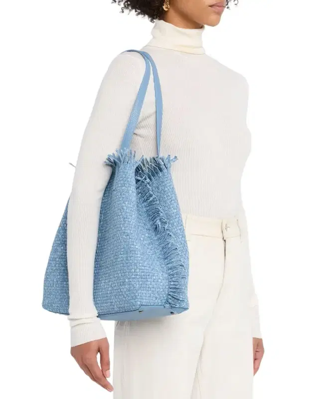 Ai Medium Fringed Woven Tote Bag
