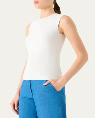 Akris Sleeveless Fitted Silk Knit Top | Thumbnail 4