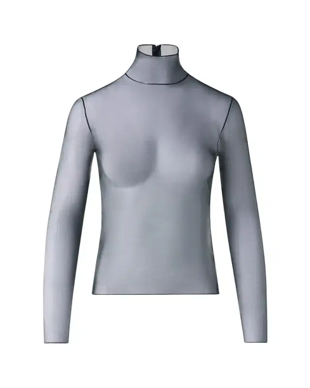 Akris Mock-Neck Stretch Tulle Fitted Long-Sleeve Shirt