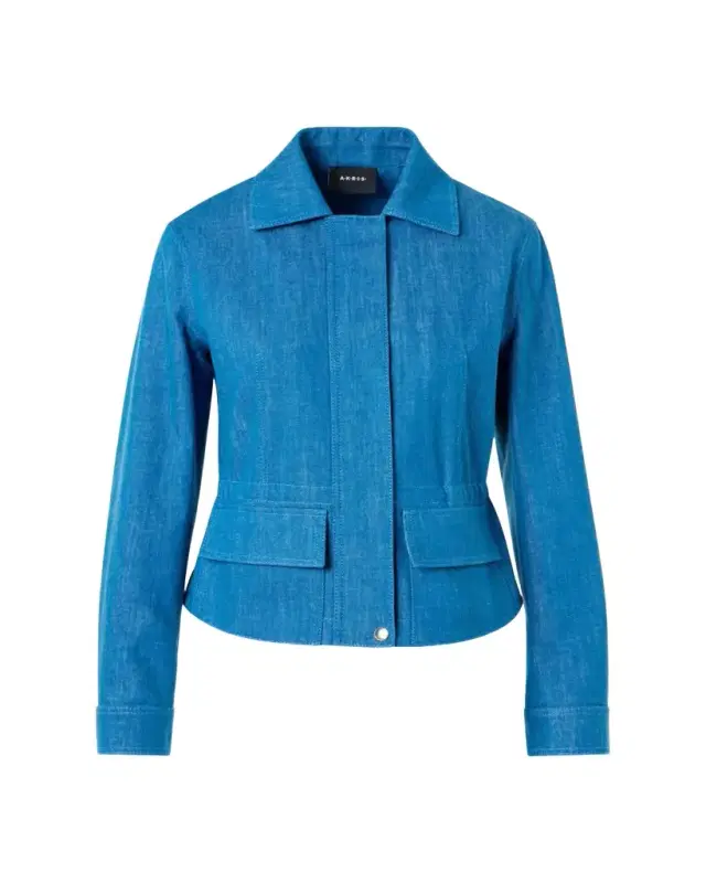 Akris Hugh Stretch Denim Cargo Jacket