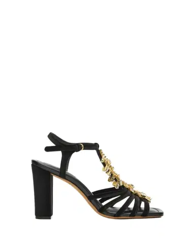 Ulla Johnson 100mm Bianca Crystal T-Strap Velvet Sandals | Thumbnail 1