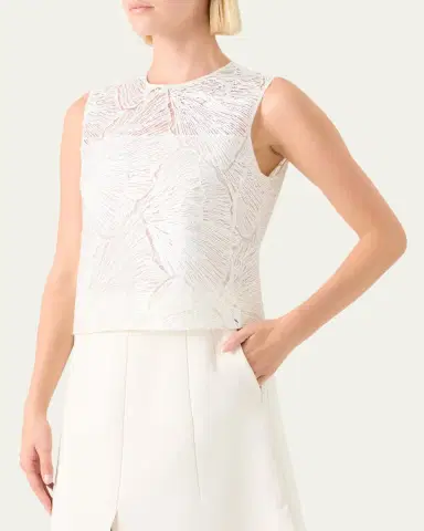 Akris Lacquered Sea Fan Lace Sleeveless Top | Thumbnail 4 Akris Lacquered Sea Fan Lace Sleeveless Top | Thumbnail 4