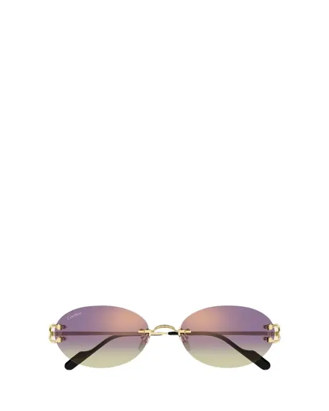 Cartier Classic C Motif Rimless Round Metal Sunglasses