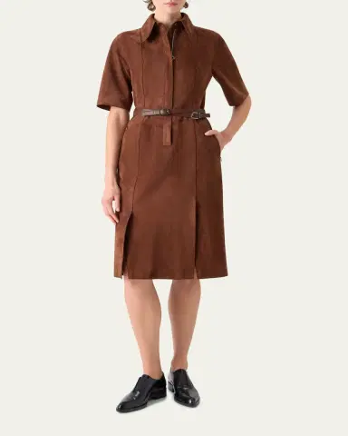 Akris Suede Belted Midi Shirtdress | Thumbnail 2