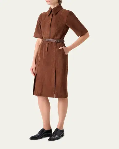 Akris Suede Belted Midi Shirtdress | Thumbnail 4