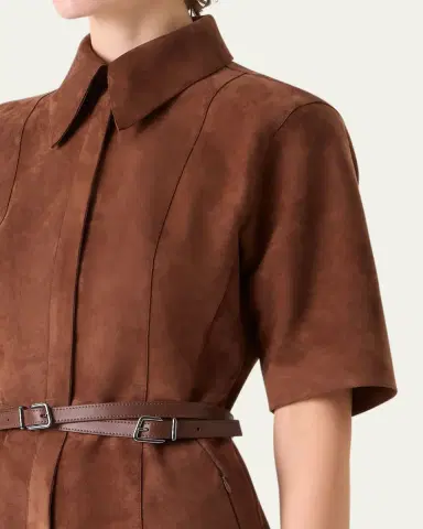 Akris Suede Belted Midi Shirtdress | Thumbnail 5
