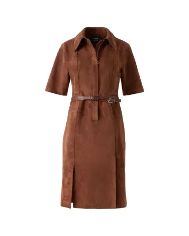 Akris Suede Belted Midi Shirtdress | Thumbnail 1