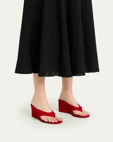 Alaïa 75mm Velvet Wedge Thong Sandals | Thumbnail 2 Alaïa 75mm Velvet Wedge Thong Sandals | Thumbnail 2