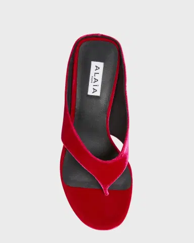Alaïa 75mm Velvet Wedge Thong Sandals | Thumbnail 10 Alaïa 75mm Velvet Wedge Thong Sandals | Thumbnail 10