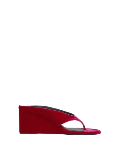 Alaïa 75mm Velvet Wedge Thong Sandals | Thumbnail 1 Alaïa 75mm Velvet Wedge Thong Sandals | Thumbnail 1