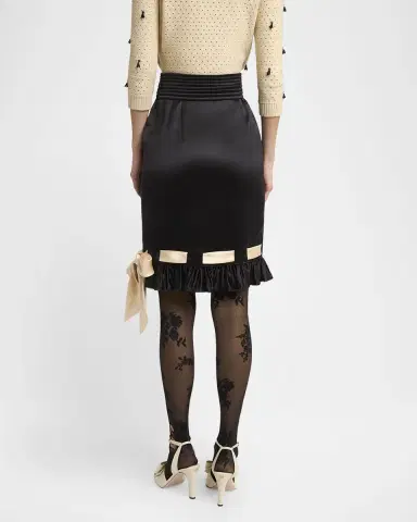 Valentino Garavani Ribbon Ruffle Hem Double Satin Skirt | Thumbnail 2