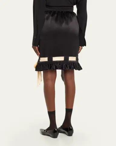 Valentino Garavani Ribbon Ruffle Hem Double Satin Skirt | Thumbnail 11