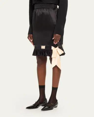 Valentino Garavani Ribbon Ruffle Hem Double Satin Skirt | Thumbnail 12