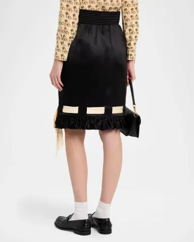Valentino Garavani Ribbon Ruffle Hem Double Satin Skirt | Thumbnail 15