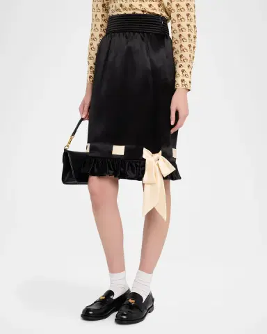 Valentino Garavani Ribbon Ruffle Hem Double Satin Skirt | Thumbnail 16