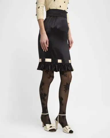 Valentino Garavani Ribbon Ruffle Hem Double Satin Skirt | Thumbnail 3