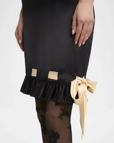 Valentino Garavani Ribbon Ruffle Hem Double Satin Skirt | Thumbnail 4