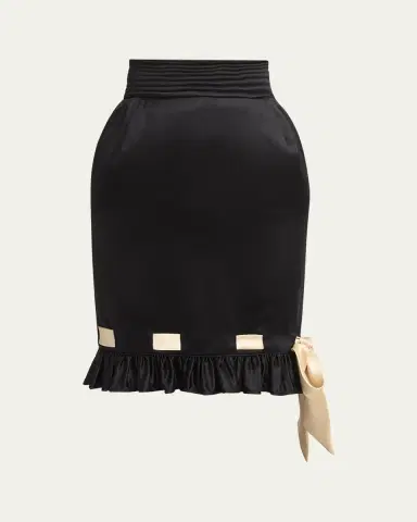 Valentino Garavani Ribbon Ruffle Hem Double Satin Skirt | Thumbnail 5