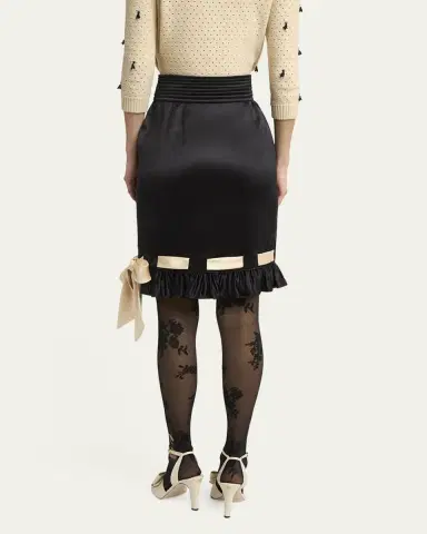 Valentino Garavani Ribbon Ruffle Hem Double Satin Skirt | Thumbnail 7