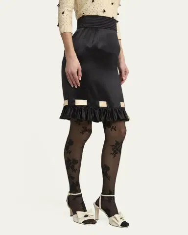 Valentino Garavani Ribbon Ruffle Hem Double Satin Skirt | Thumbnail 8